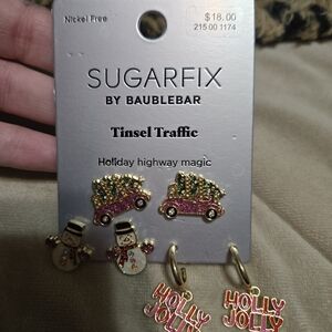 Sugarfix by BaubleBar Holiday Earrings Set - Gold, Pink, Green